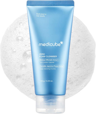Medicube Zero Foam Cleanser in a 120g tube, showing the gentle cleansing foam for clear, refreshed skin.
