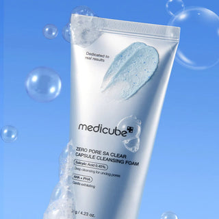 Medicube Zero Foam Cleanser 120g, gentle foaming facial cleanser in a white tube with blue accents, designed for deep cleansing.