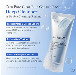 Medicube Zero Pore Clearing Capsule Cleansing Foam 120g, creamy face wash with pore-refining formula for clear skin.