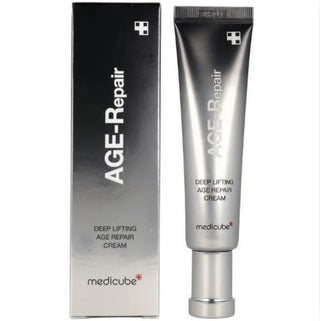 Medcube Deep Lifting Age Repair Cream in 30mL jar, showing the cream's smooth texture and packaging.