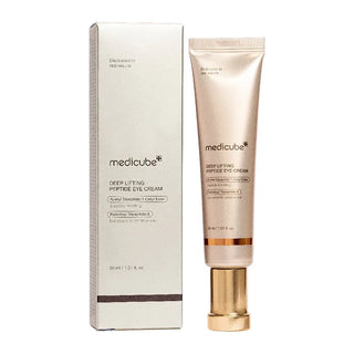 Medicube Deep Lifting Peptide Eye Cream 30mL jar showing the product container with branding and text on the label.