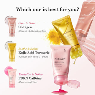 Medicube PDRN Pink Caffeine Night Wrapping Mask in 75mL, a hydrating face night mask with pink and caffeine ingredients.