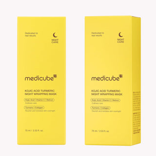 Medicube Kojic Acid Tumeric Night Wrapping Mask in 75mL jar, face sheet mask with brightening and soothing ingredients.