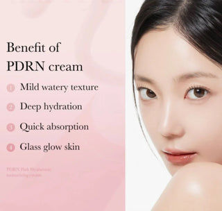 Medcube PDRN Pink Hyaluronic Facial Moisturizing Cream in 50mL jar, showcasing a pink and white skincare product for hydration.