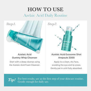 Medicube Azelaic Acid Exosome Shot 2000 serum in a 30mL bottle, with a sleek packaging design and applicator tip visible.