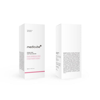 Medicube PDRN Pink Peptide Serum in 30mL bottle, featuring a pink label and dropper for skincare application.