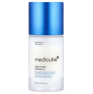 Medicube Zero Pore Serum 2.0 in 37mL bottle, clear lightweight serum for pore tightening and skin refinement.