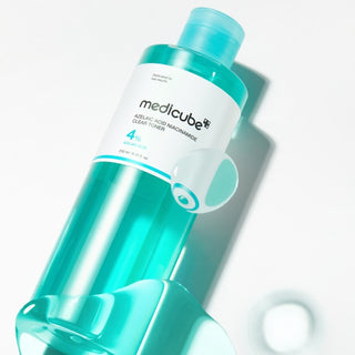 Medicube Azelaic Acid and Niacinamide Clear Toner in a 250mL bottle, featuring a clear bottle with label and cap.