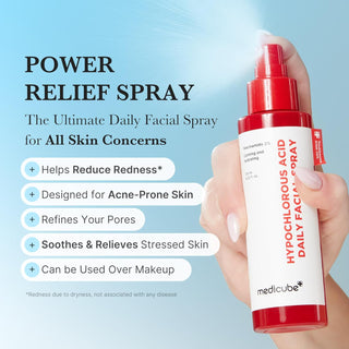 Medicube Hypochlorous Acid Daily Facial Spray toner in 125mL bottle, with a clear spray nozzle and minimalist label design.
