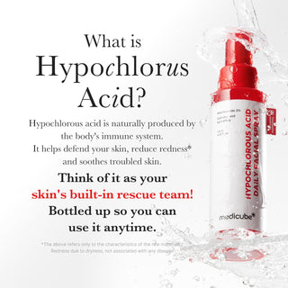 Medicube Hypochlorous Acid facial toner spray bottle, 125mL, for refreshing and soothing skin care.