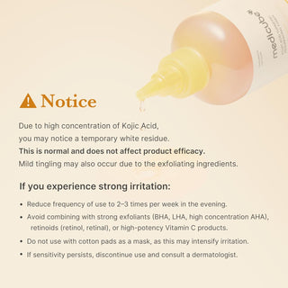 Medicube Kojic Acid Turmeric Resurfacing Toner in a 250mL bottle with a clear label and white cap, designed for skincare.