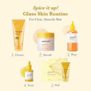 Medicube Kojic Acid Turmeric Toner Pad 70pcs for brightening and exfoliating skin, shown in the image.