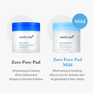 Box of 70 MEDICUBE Zero Pore Pad Mild toner pads for gentle pore cleansing and skin refreshing.