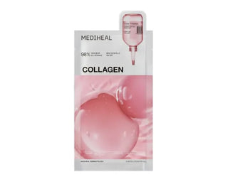 Mediheal Collagen Essential Face Sheet Mask 24ml, shown in packaging with mask sheet for skin hydration and collagen boost