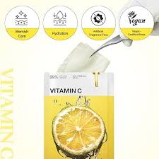 Mediheal Vitamin C Essential Face Sheet Mask, 24mL, hydrating and revitalizing skincare treatment with brightening ingredients.