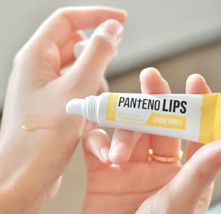 Mediheal Pantenolips Serum Honey 10mL in a small glass bottle with dropper for nourishing skincare.