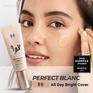 MISSHA M Perfect Blanc BB Cream in shade No.22 beige, featuring a smooth, creamy texture in a sleek tube packaging.