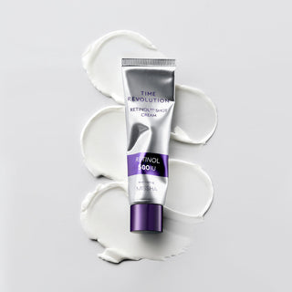 MISSHA Time Revolution Retinol 500 Shot Cream 60ml jar showing smooth cream inside and sleek packaging.