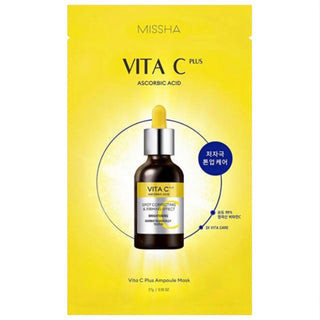 MISSHA Vita C Plus Spot Correcting Ampoule Sheet Mask, 27g, face sheet mask for brightening and skin correction.
