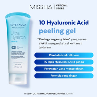MISSHA Super Aqua Ultra Hyalron Peeling Gel 100mL, a gentle exfoliating gel with hydrating ingredients for smooth skin.