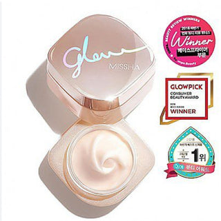 MISSHA Glow Skin Balm 50mL jar showing smooth, glossy skin balm with a sleek container and vibrant branding.
