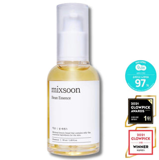 Mixsoon Bean Essence in a 30ml bottle, featuring clear liquid and minimalist label design, ideal for skincare routines.