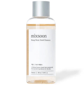 Mixsoon Mung Bean Seed Essence serum in a 100mL bottle, showcasing the clear bottle and product label.