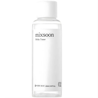 Mixsoon Bifida Toner in a 150mL bottle, featuring clear liquid and minimalist label, for hydrating skincare.
