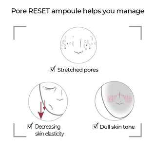 Numbuzin No.3 Pore Reset Ampoule bottle with clear label, skincare product designed to minimize pores and refresh skin.