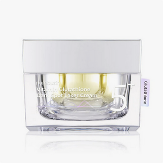 Numbuzin No.5 Vitamin Glutathione dark spot laser cream in a 50mL jar, showing the cream's smooth texture and sleek packaging.