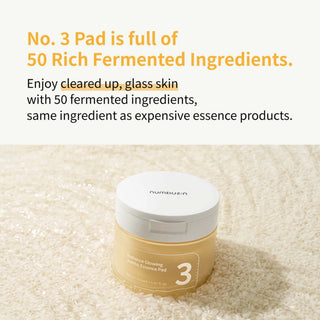 Numbuzin No.3 Radiance Glowing Jumbo Essence Pad with textured surface for brightening and exfoliating skin.