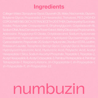 Numbuzin No.2 Rose PDRN Collagen Plumping Serum bottle, 30mL, with a sleek design and rose-themed branding.