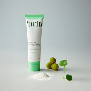 Purito Seoul Wonder Releaf Centella Cream Unscented in a 50mL jar, featuring a smooth, hydrating cream for skin relief and soothing.