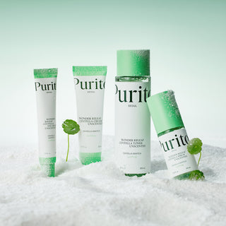 Purito Seoul Wonder Releaf Centella Eye Cream in a 30mL jar, unscented, with a smooth, creamy texture and eco-friendly packaging.