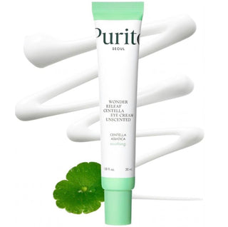 Purito Seoul Wonder Releaf Centella Eye Cream Unscented in a 30mL jar, designed for gentle eye area hydration and soothing care.
