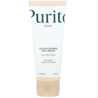 Purito Seoul Oat-In Calming Gel Cream in 100mL jar, featuring a soothing, lightweight gel formula for sensitive skin hydration.