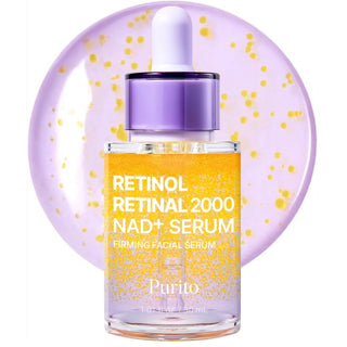 Purito Seoul Retinol Retinal 2000 NAD+ Serum 30ml in a clear glass bottle, with dropper for skincare application.