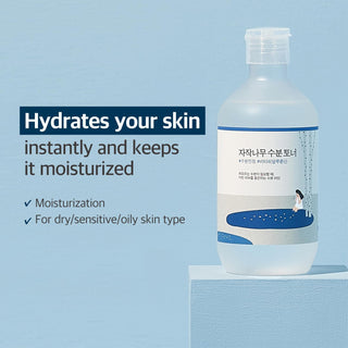 ROUND LAB Birch Juice Moisturizing Toner in a 300mL bottle, featuring a clear liquid with a minimalist label and natural ingredients.