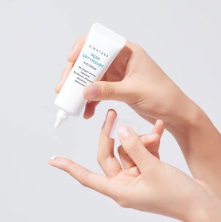 S.NATURE Aqua Soy Yogurt Eye Cream in 25g jar, moisturizing eye cream with aqua soy yogurt for brightening and hydrating skin.