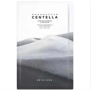 SKIN1004 Madagascar Centella Face Sheet Mask for brightening and glow, 25mL, with soothing centella extract in a skincare package