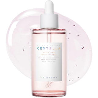Skin1004 Madagascar Centella Pore-Refining Fresh Ampoule serum in a 30ml bottle, featuring clear liquid and branding on the label.