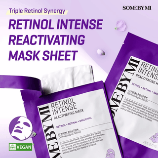 SOME BY MI Retinol Intensive Face Mask showing the mask sheet with retinol ingredients for skin renewal.