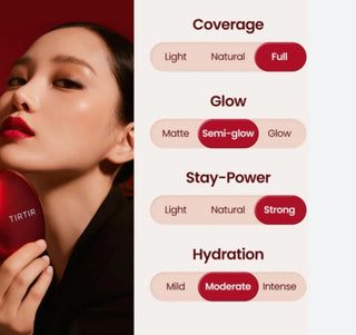 TIRTIR Mask Fit Red Cushion Foundation makeup compact with red cushion and foundation, featuring a sleek design and compact size.