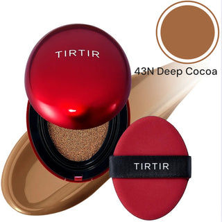 TIRTIR Mask Fit Red Cushion Foundation makeup compact with a sleek pink case and product details visible.