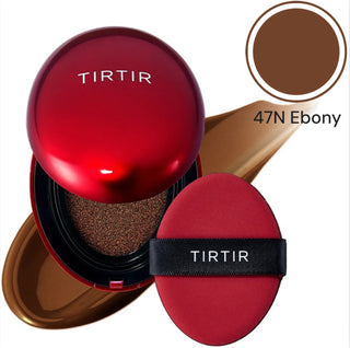 TIRTIR Mask Fit Red Cushion Foundation makeup compact with a red case, open to show the product inside.