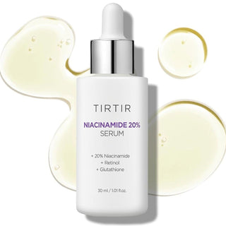 TIRTIR Niacinamide 20% Serum 30mL bottle, clear serum in a sleek container, designed for skin brightening and clarity improvement.