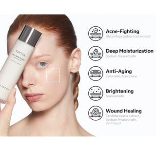 TIRTIR Milk Skin Toner 150mL bottle with white label and cap, used for facial skincare and hydration.