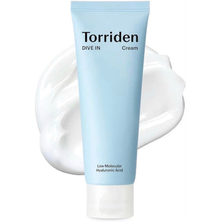 Torriden Dive-In low molecular hyaluronic acid cream in an 80ml jar, hydrating skincare product with a smooth, creamy texture.