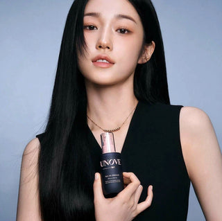 Unove Silk Oil Essence 70ml bottle with warm petal scent, nourishing hair essence in clear packaging.