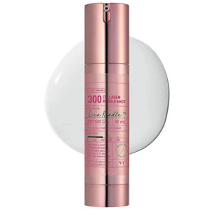 VT Cosmetics Collagen Pink Reedle Shot 300 ampoule bottle with pink and white label, showcasing collagen skincare.